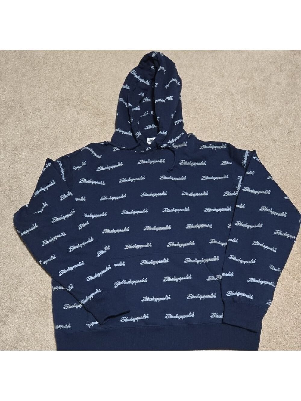 Navy Blue Hoodie with White Script